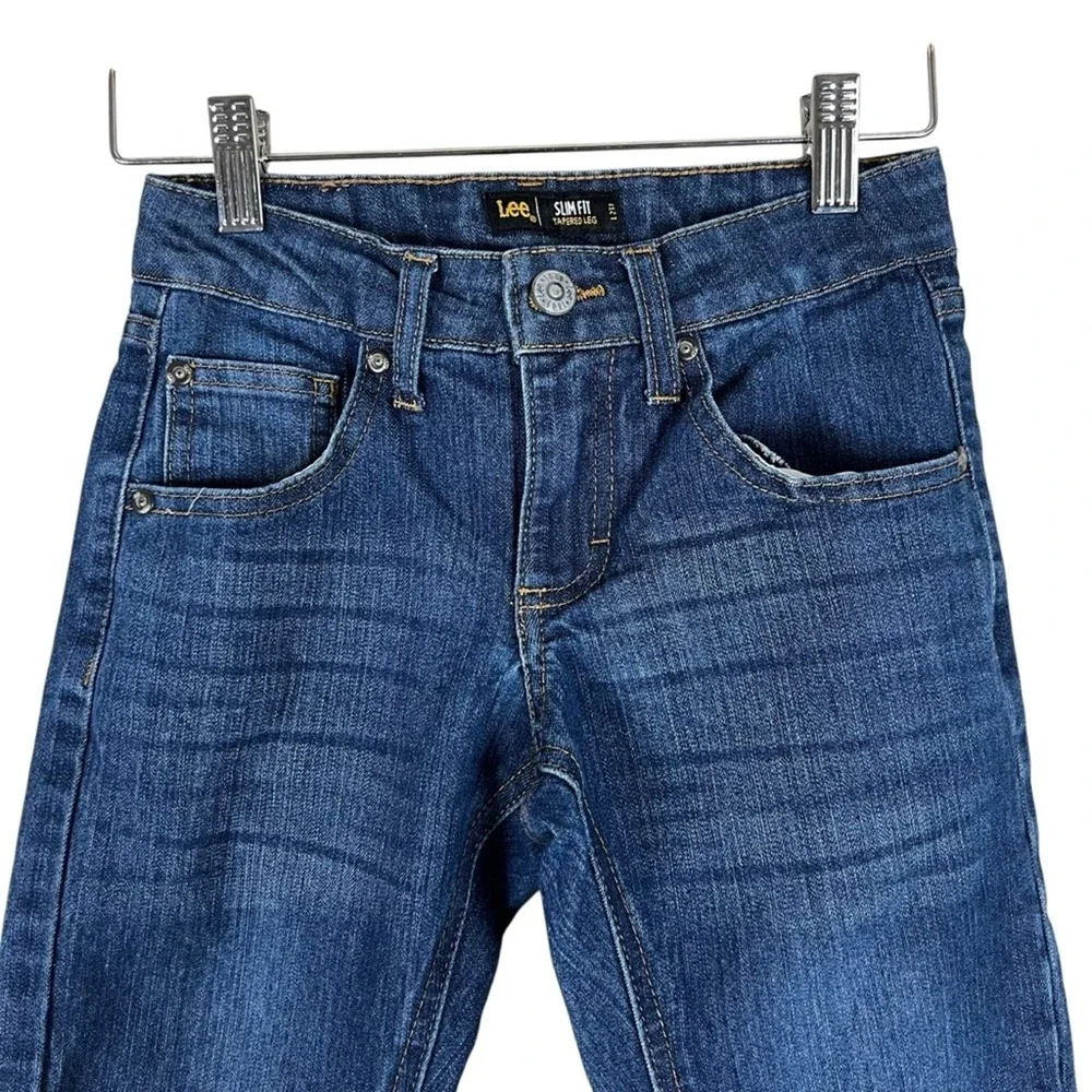 Lee Tapered Jeans Boys 8 Dark Wash Slim Fit Stretch Classic Denim Everyday Basic